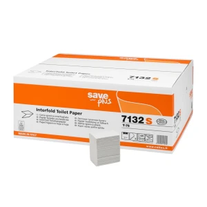 Hartie igienica intercalata Celtex Save Plus (bulk pack), alba, 2 straturi, 250 buc/pachet, 36 pachete/bax